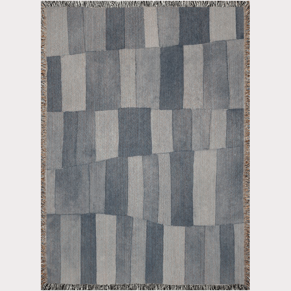Wavy Checker Ink Painting Woven Cotton Blanket