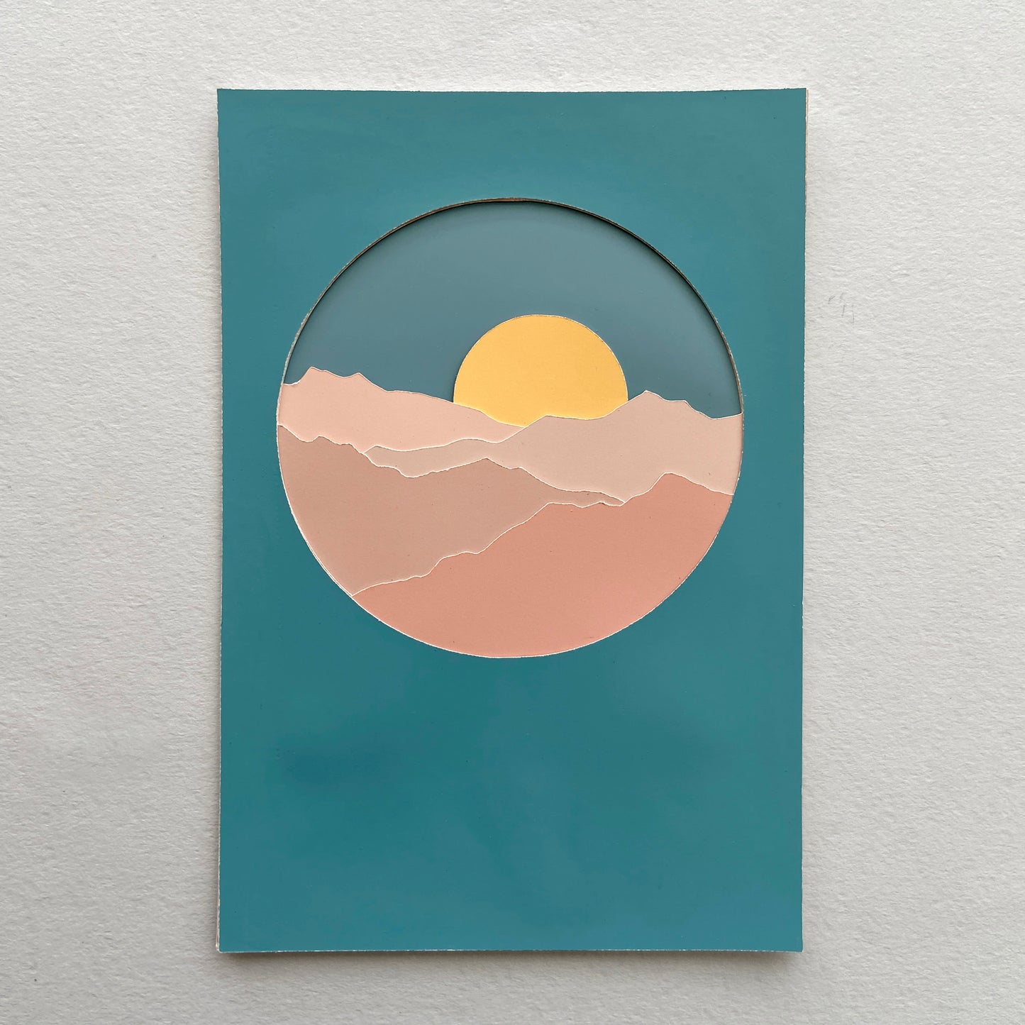 Sunrise California Mountainscape Paper-cut