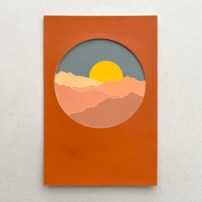 Sunrise Mountainscape Paper-cut