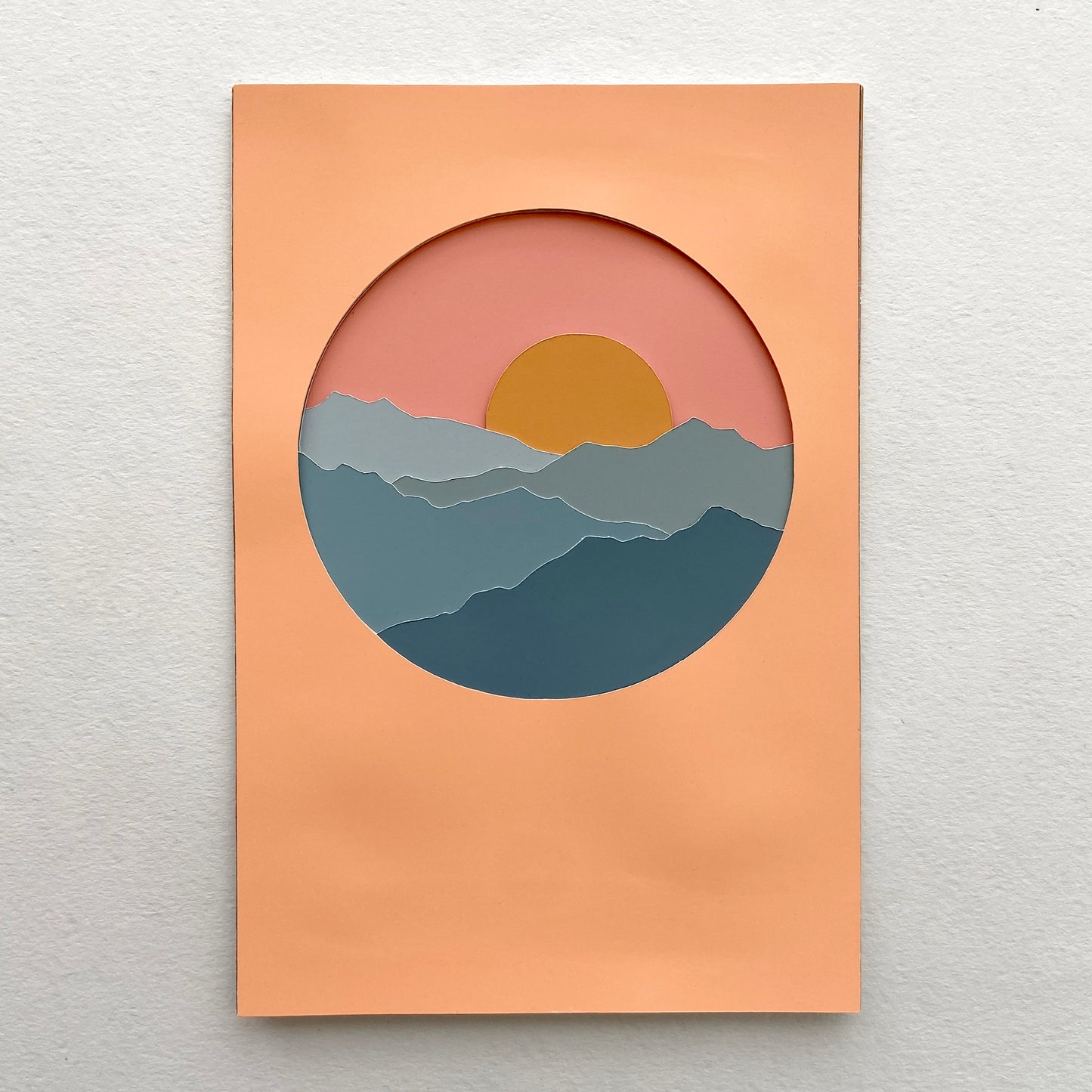 Sunset Olympic Mountain-scape Paper-cut Artwork