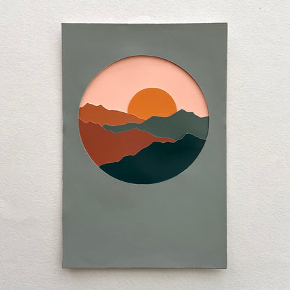Sunset Colorful Mountainscape Paper-cut