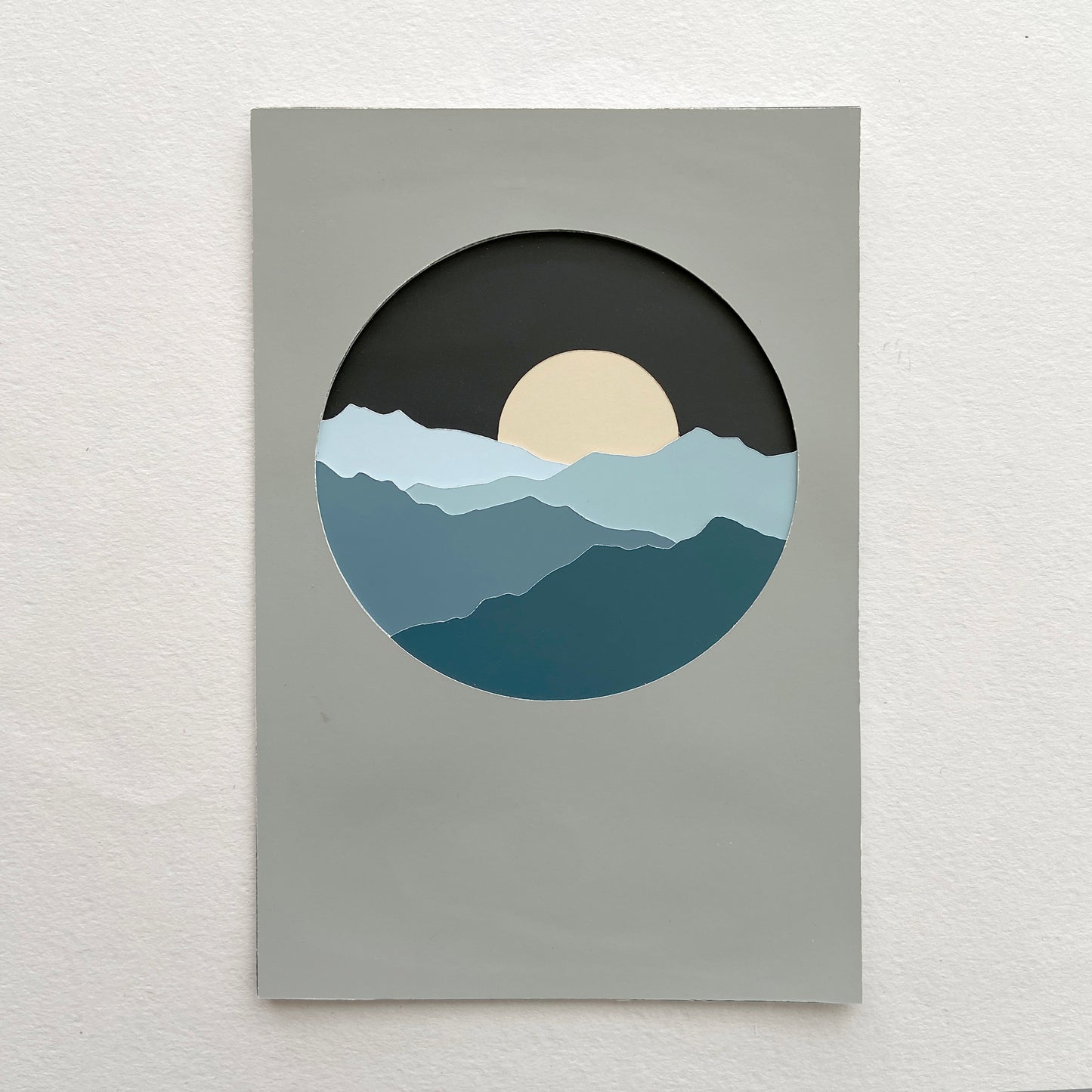 Moonrise Mountainscape Paper-cut