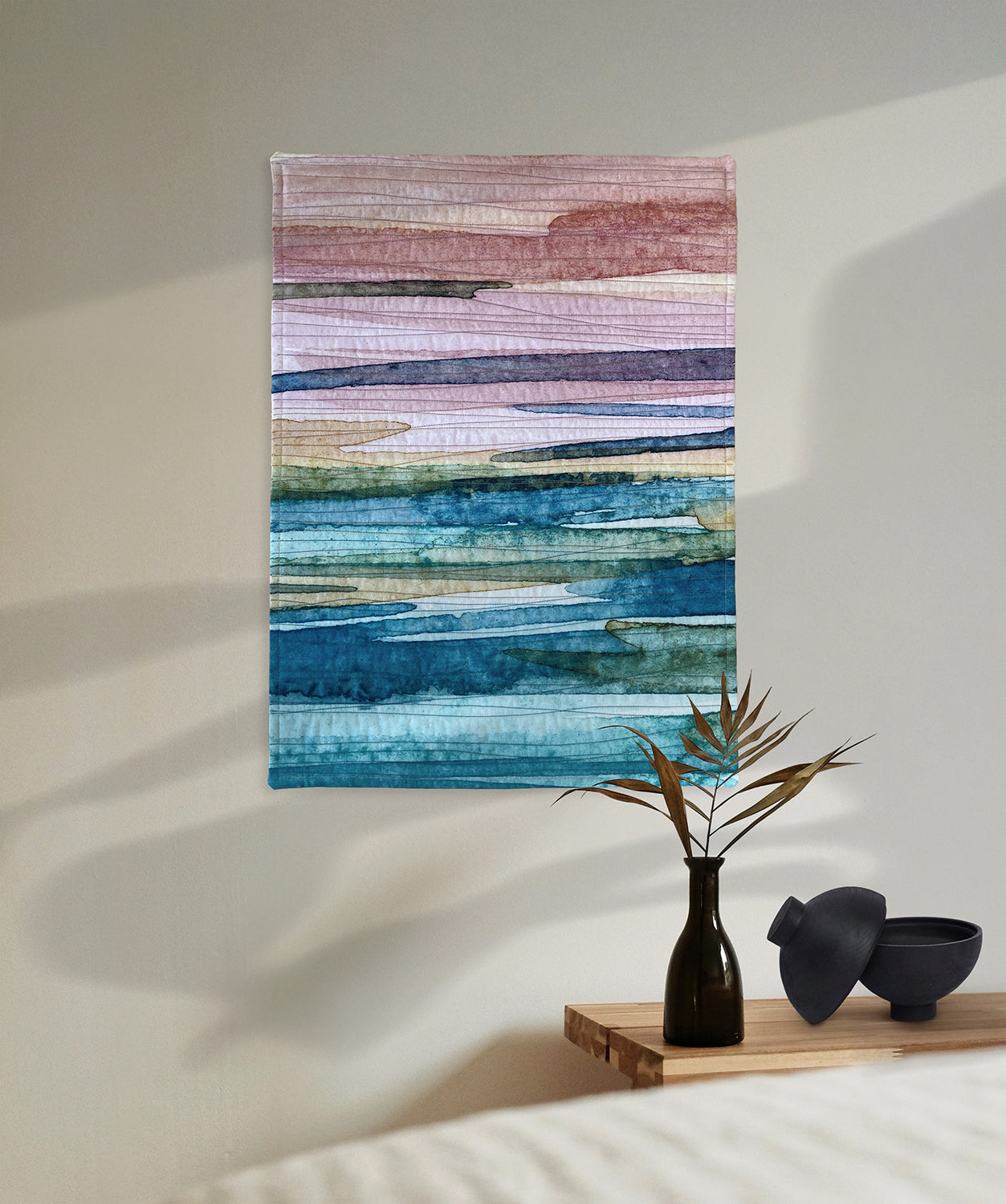 Sunset Over Greenlake - Watercolor Wall Quilt
