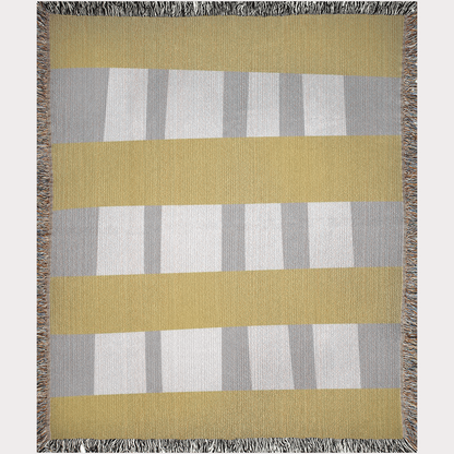 Yellow & Gray Grid Woven Blanket