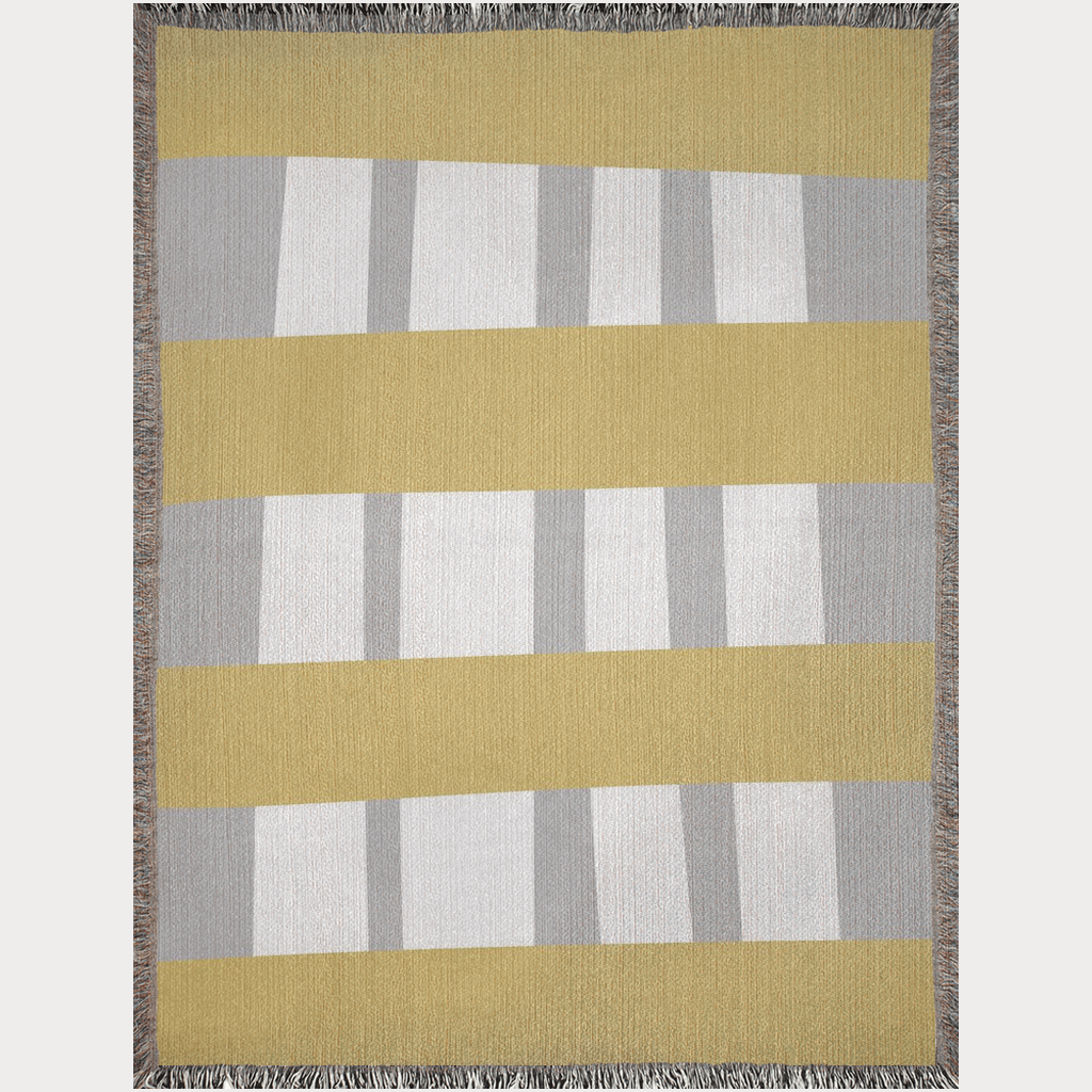 Yellow & Gray Grid Woven Blanket