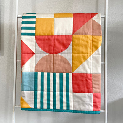 Modern Sampler Baby Quilt in Primary / Secondary Pastels